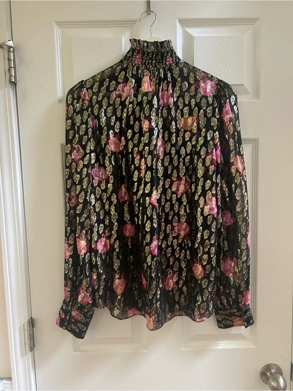 Kate spade  Rose Garden Smocked Neck Top Size L